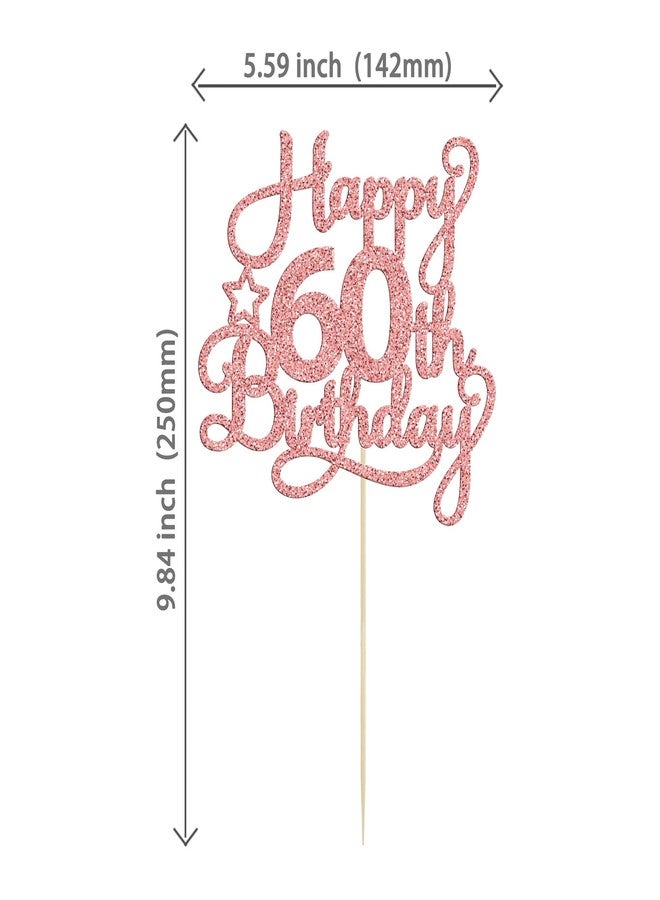 Ephlyn 1 Pack Happy 60th Birthday Cake Topper Rose Gold Glitter 60 & Fabulous Cheers to 60 Years Old 60th Birthday Cake Pick for Celebrating 60th Birthday Anniversary Party Cake Decorations Supplies - Image 2